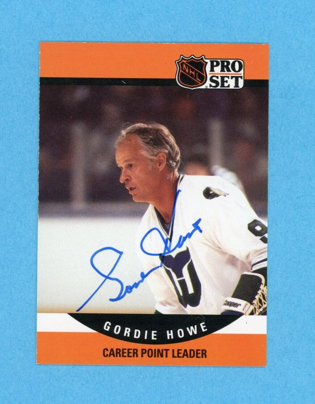 Gordie Howe New England Whalers 1990-91 NHL Pro Set #654 Autographed Hockey Card