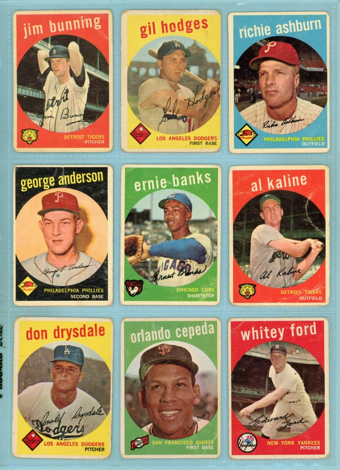 1959 Topps Lot of 11 Different Hall of Famer Baseball Cards Low Grade