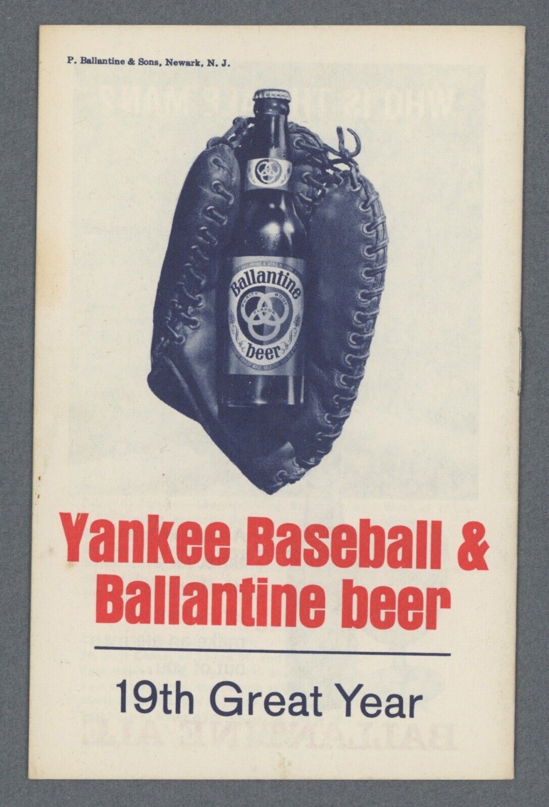 1965 New York Yankees Pocket Schedule 3.5"x5.5"