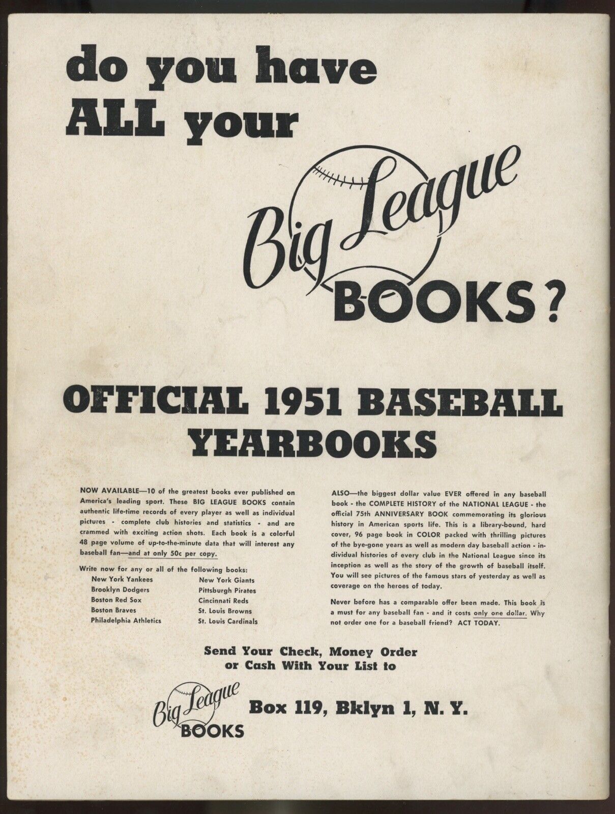 1951 St. Louis Cardinals Yearbook • Intact