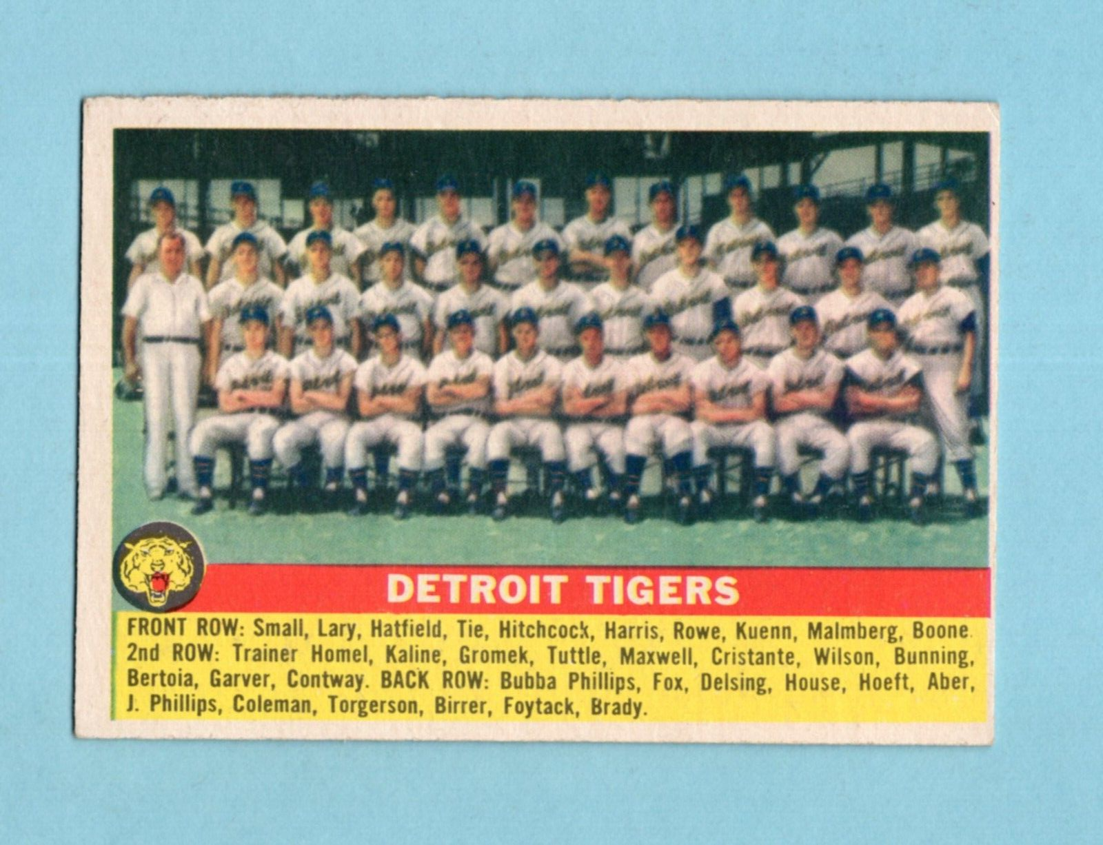 1956 Topps #213 Detroit Tigers Team Baseball Card EX+ - Ex/Mt o/c