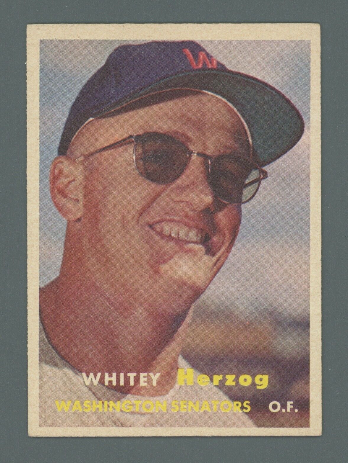 1957 Topps #29 Whitey Herzog Wash Senators Rookie Baseball Card E+ - E/M lht scr