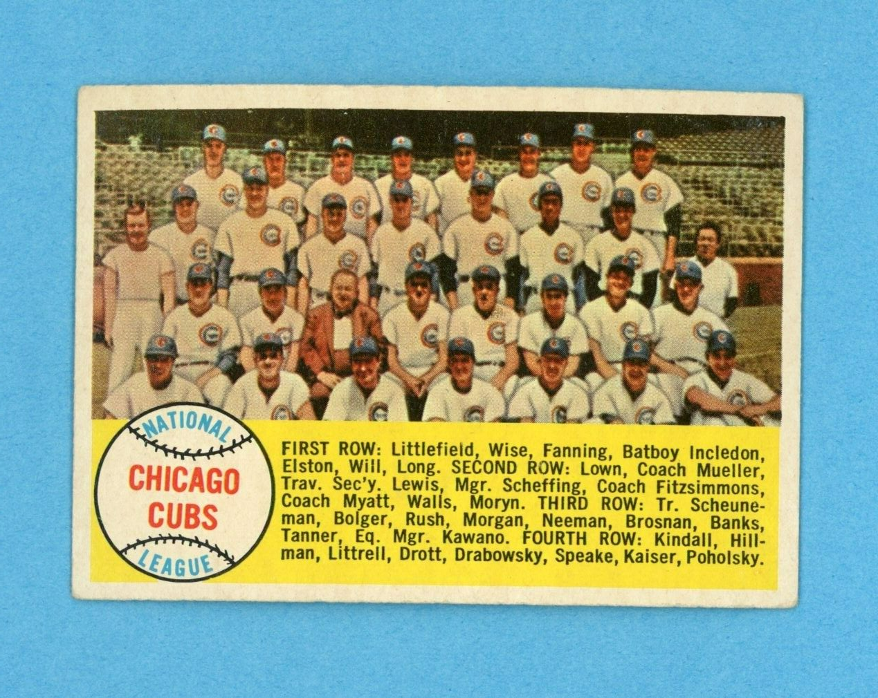 1958 Topps #327 Chicago Cubs Team Baseball Card Vg/Ex ched