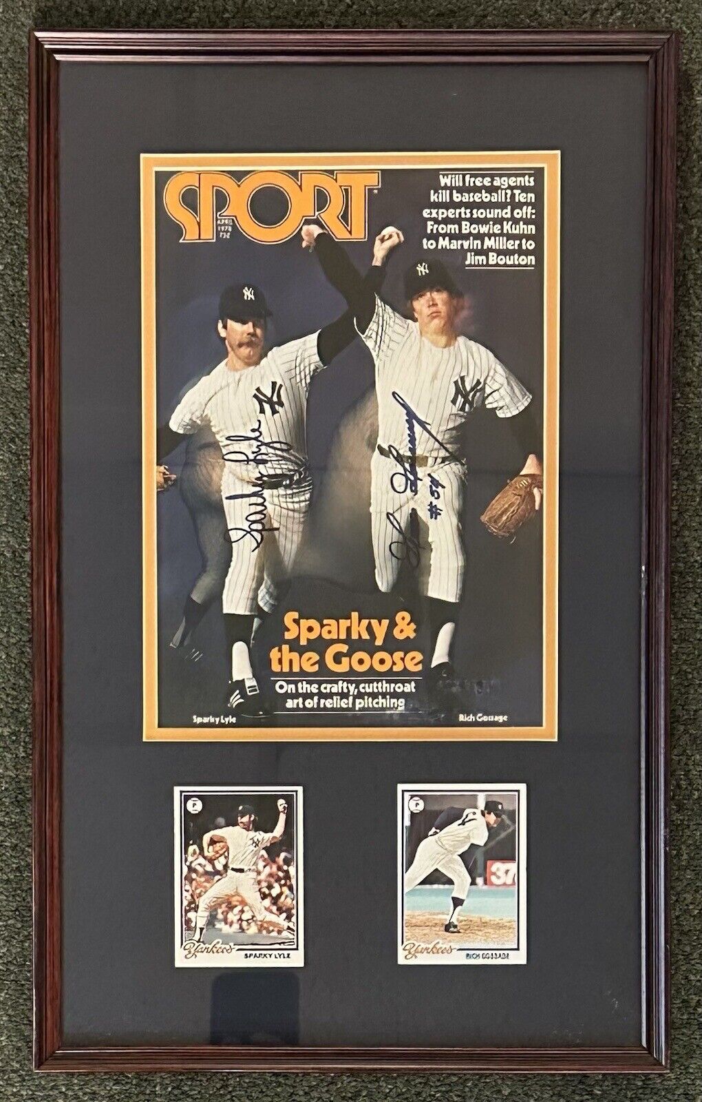 Sparky Lyle & Goose Gossage 1978 Yankees SIGNED Framed 12x20 Magazine Display