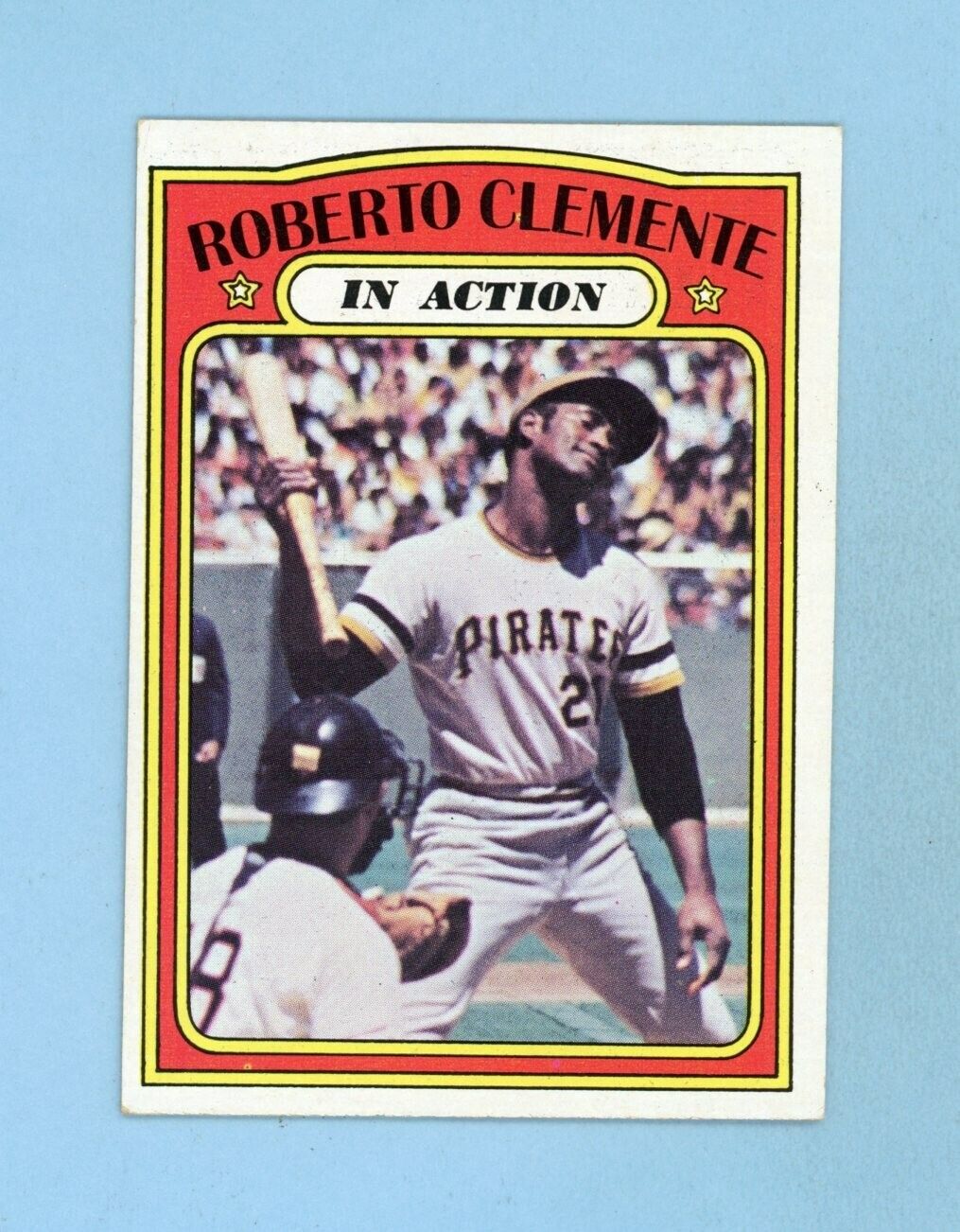 1972 Topps #310 Roberto Clemente In Action Pitts Pirates Baseball Card Ex+-Ex++