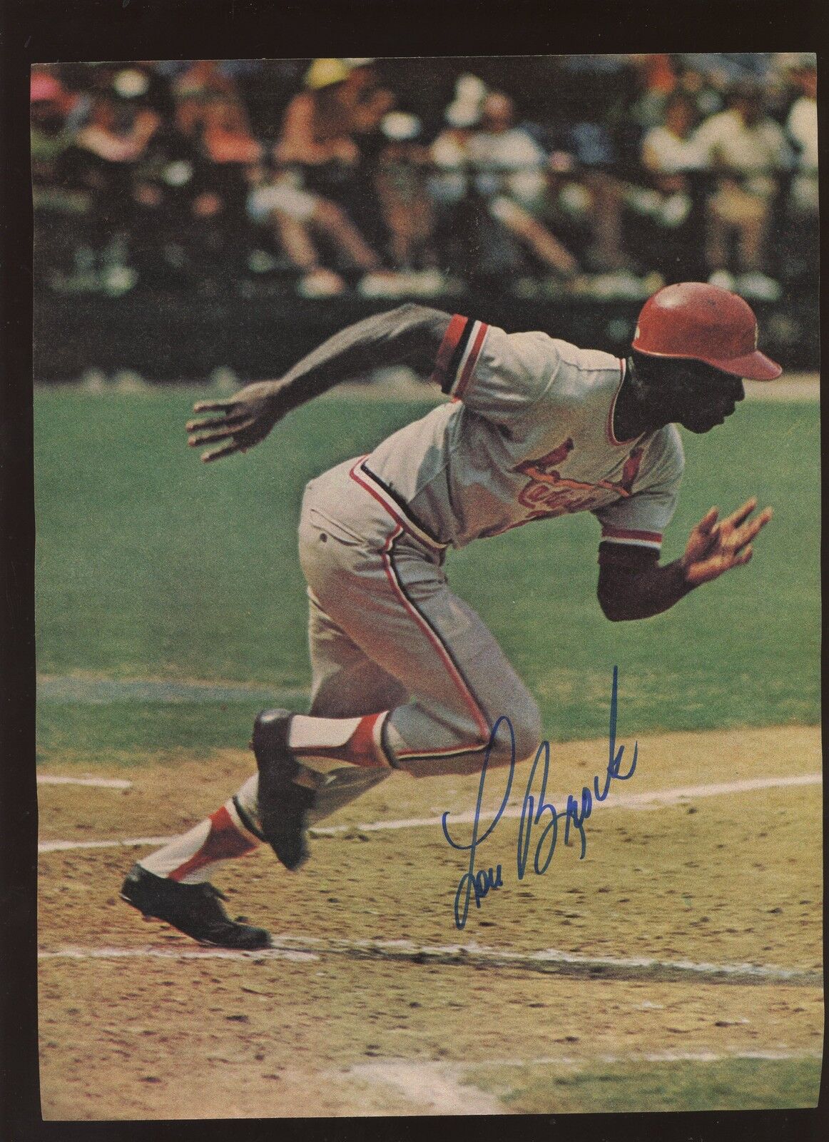 Lou Brock St. Louis Cardinals Autographed Magazine Page Running Hologram