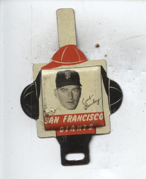 1958 Armour San Francisco Giants Baseball Tab Curt Barclay VGEX