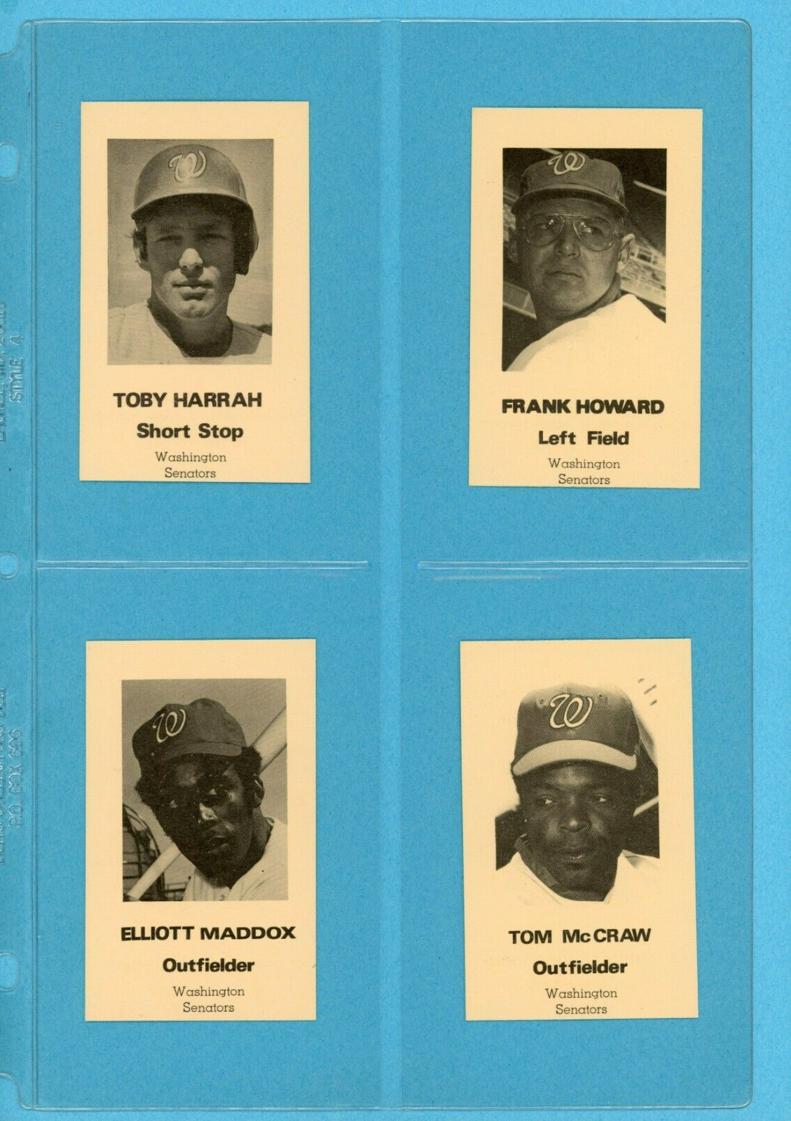 1971 Washington Senators Traffic Safety Set of 10 Baseball Cards NM