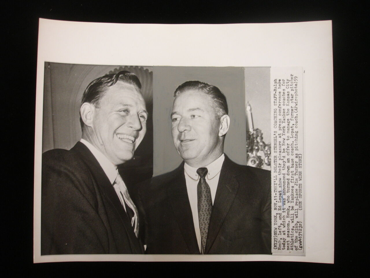 1959 Ralph Houk & Ed Lopat Wire Photograph - 8" x 10"