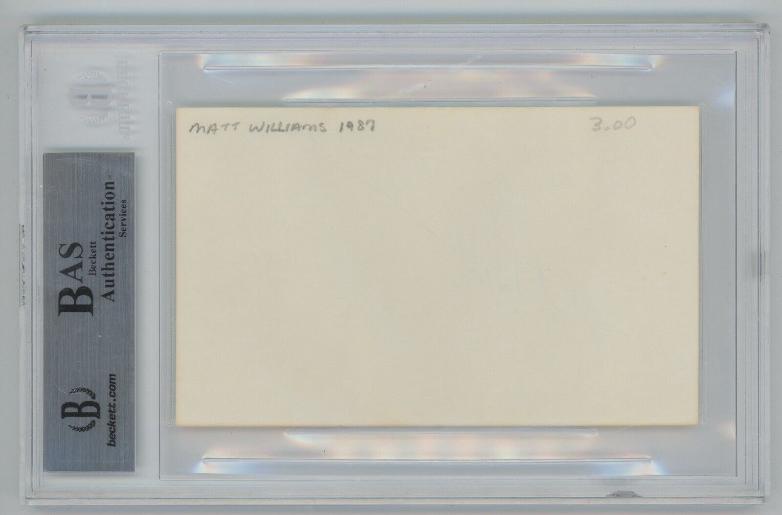 Matt Williams SF Giants Signed Index Card Slabbed by Beckett Auth.