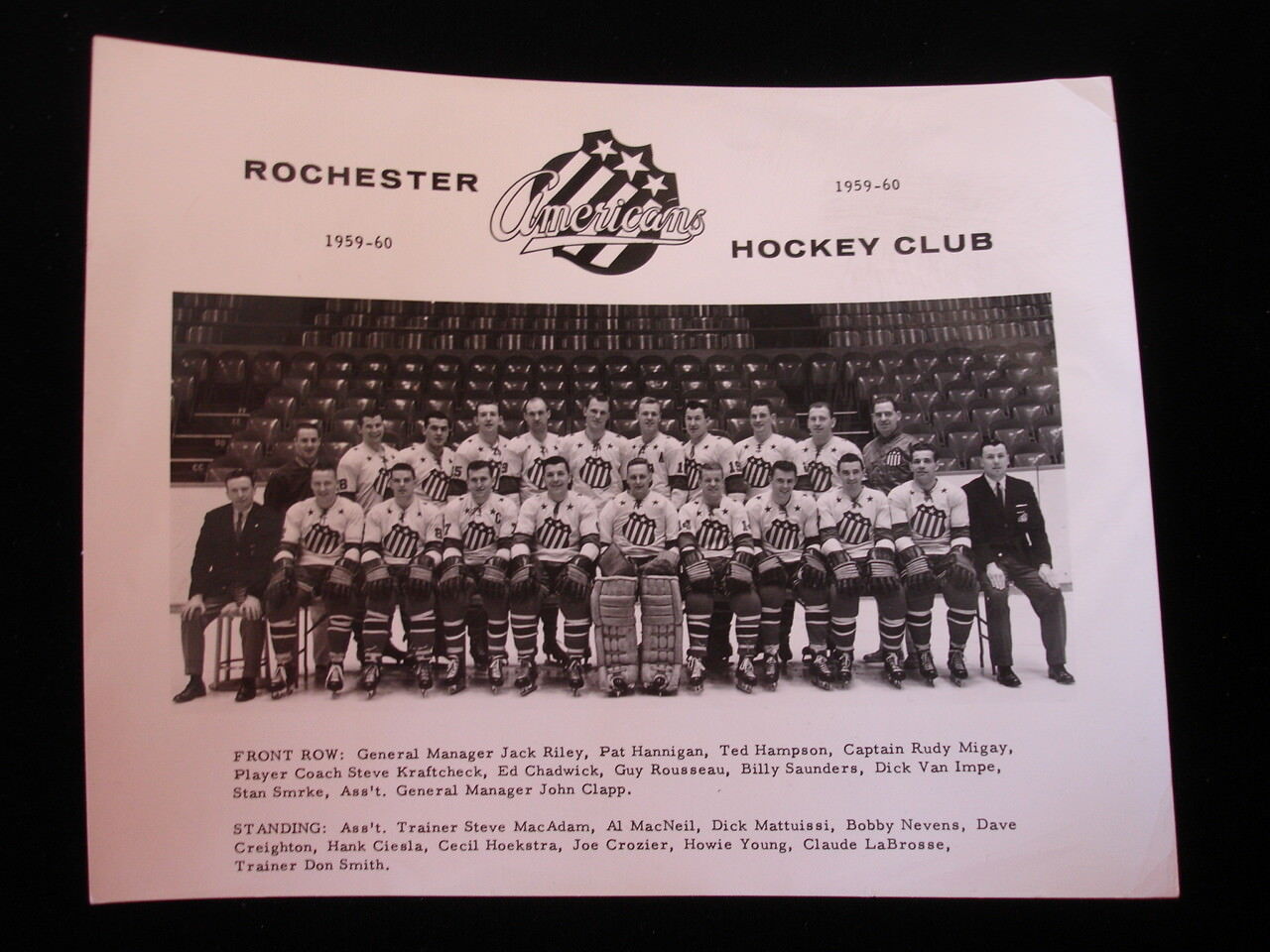 1959-60 Rochester Americans Team Signed Hockey Photograph - 12 Sigs - PSA DNA