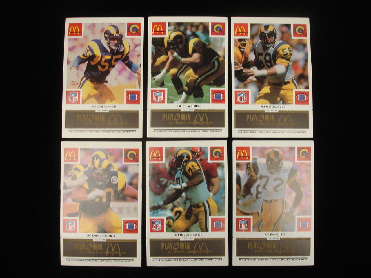 Set of 24 1986 McDonalds Los Angeles Rams Black Cards