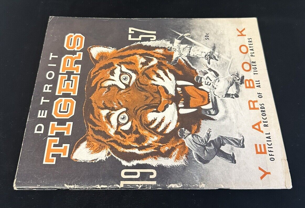 Original 1957 Detroit Tigers Official Baseball Yearbook w/ Al Kaline VG-EX/EX