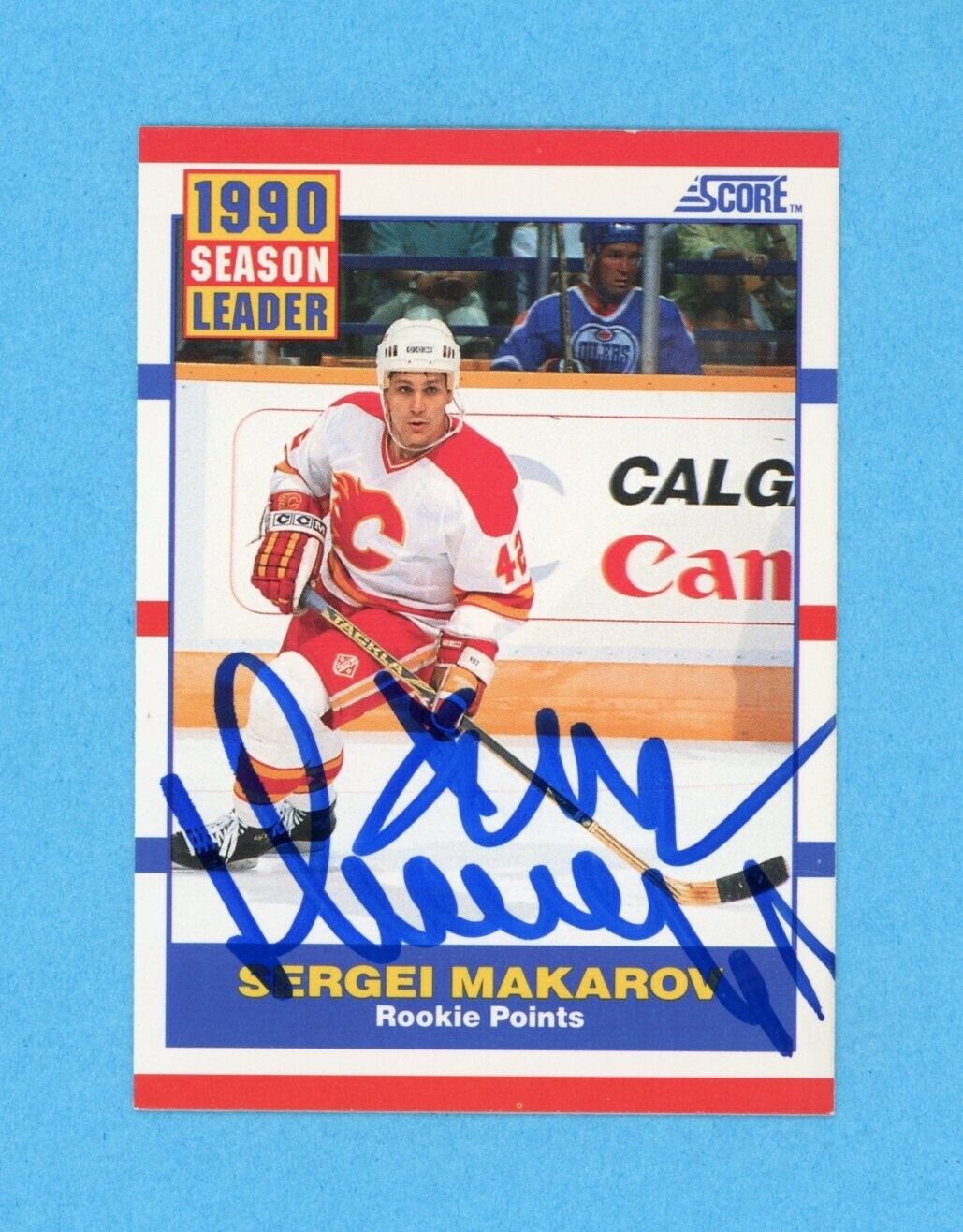 Sergei Makarov 1990-91 Score American #350 Autographed Hockey Card