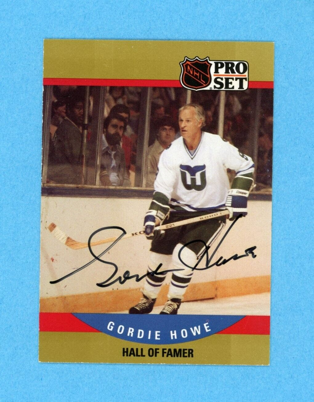 Gordie Howe New England Whalers 1990-91 NHL Pro Set #660 Autographed Hockey Card