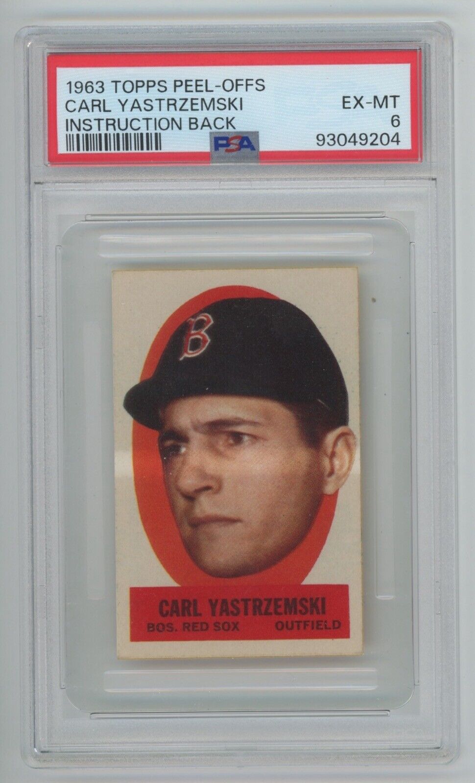 Carl Yastrzemski 1963 Topps Peel Offs • Instruction Back • PSA 6 EX-MT