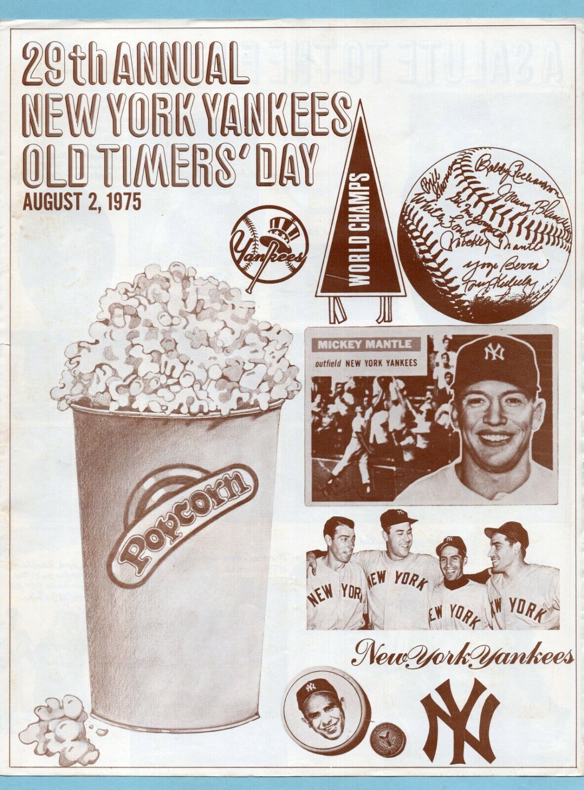 Aug 2, 1975 Indians vs Yankees Old Timers Day Program Billy Martin New Manager 