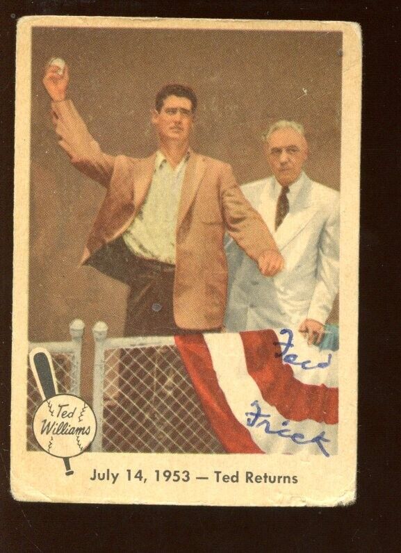 1959 Fleer Ted Williams Baseball Card #48 Ford Frick Autographed VG