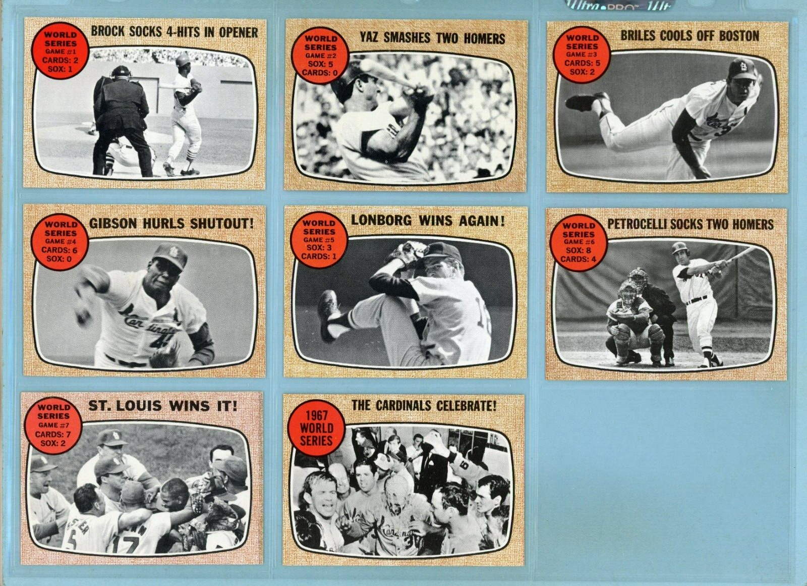 1968 Topps Set of 8 1967 World Series Special Baseball Cards Ex/Mt - NM