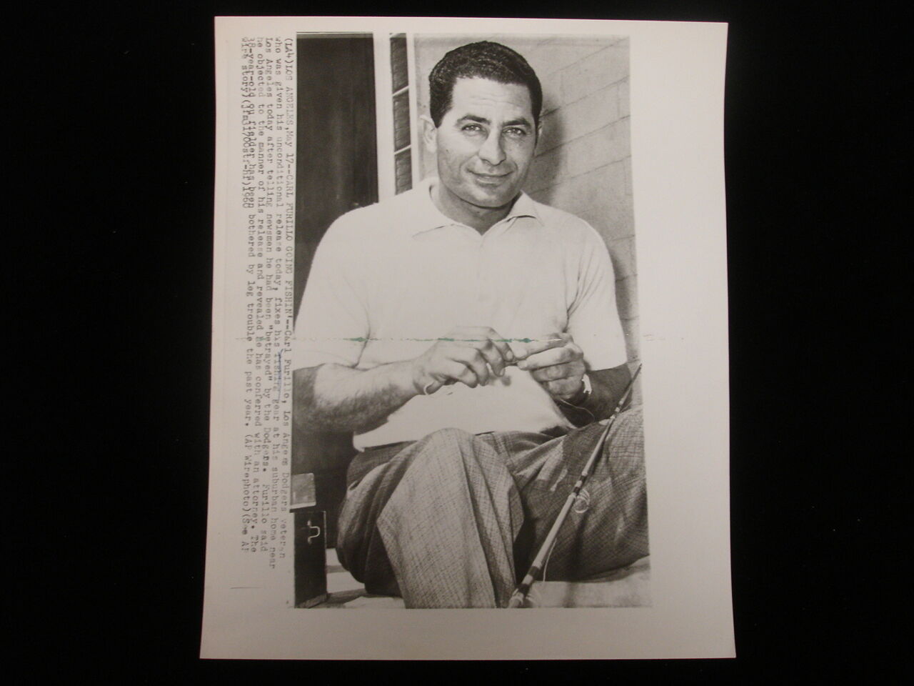 1960 Carl Furillo Los Angeles Dodgers Wire Photograph - 8" x 10"