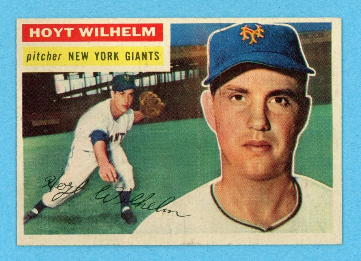 1956 Topps #307 Hoyt Wilhelm New York Giants Baseball Card Ex/Mt app prt lns ind