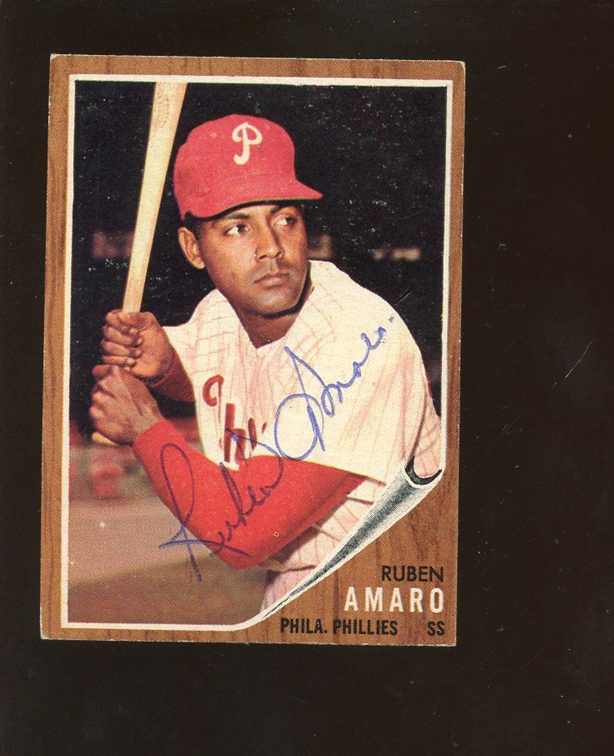 1962 Topps Baseball Card #284 Ruben Amaro Autographed EX+ Hologram