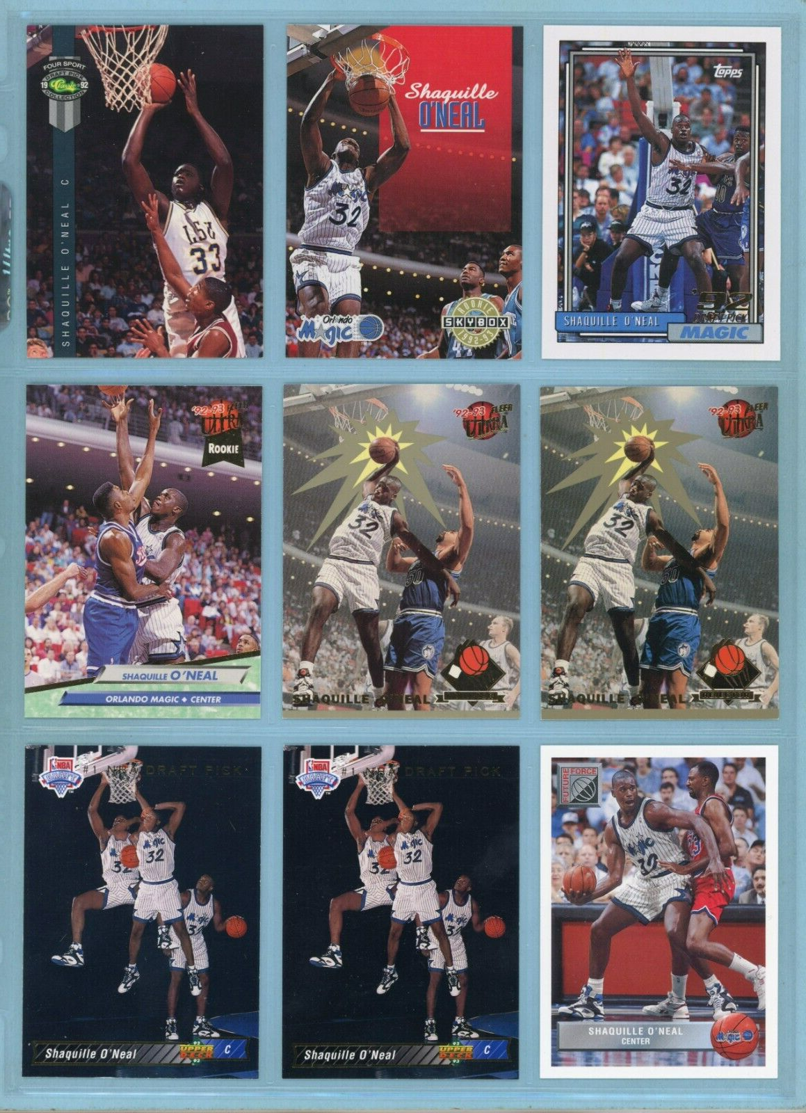 1992-93 Shaquille O'Neal LSU, Orlando Magic Lot of 9 Basketball Cards NM