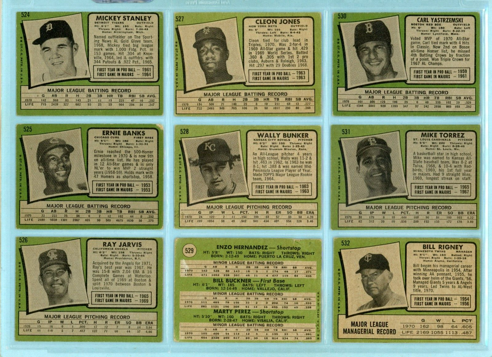 1971 Topps Complete 5th Series #524 thru #643 Semi-High Number Baseball Cards