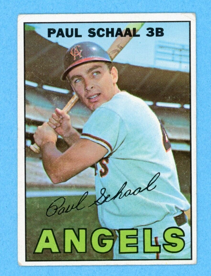 1967 Topps #58 Paul Schaal Calif Angels Baseball Card Vg/Ex Green Bat Variation