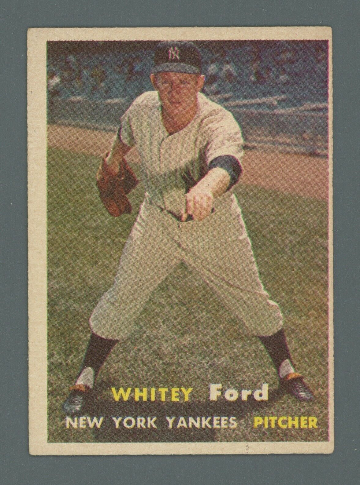 1957 Topps #25 Whitey Ford New York Yankees Baseball Card EX o/c