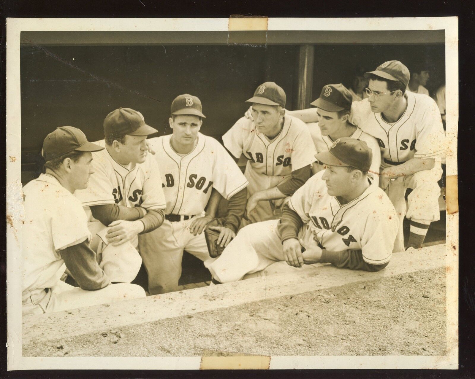 Vintage 7 Boston Red Sox With Ted Williams Dom DiMaggio Doerr Others Wire Photo