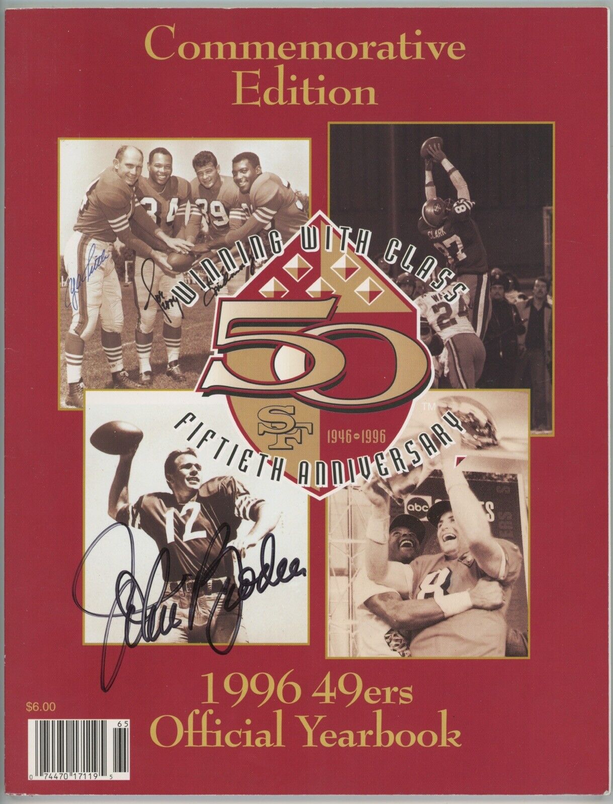 John Brodie Signed 1996 San Francisco 49ers Yearbook Auto with B&E Hologram