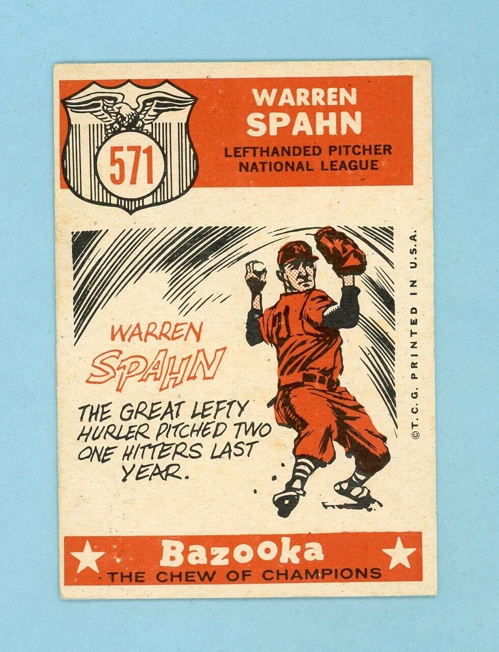 1959 Topps #571 Warren Spahn All-Star Milwaukee Braves Baseball Card Ex/Mt oc