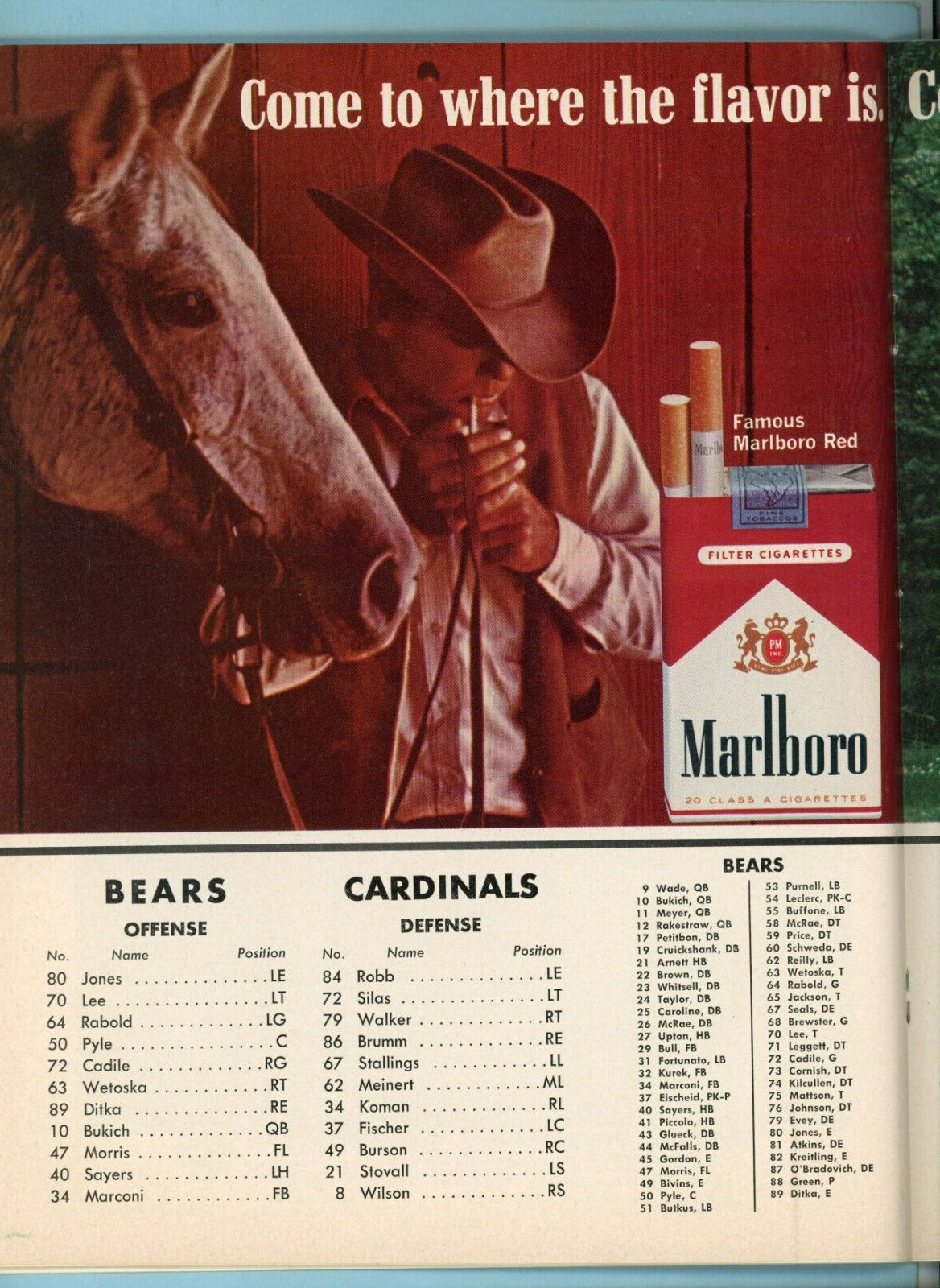 September 2, 1966 NFL Pre Season St Louis Cardinals vs Chicago Bears Program