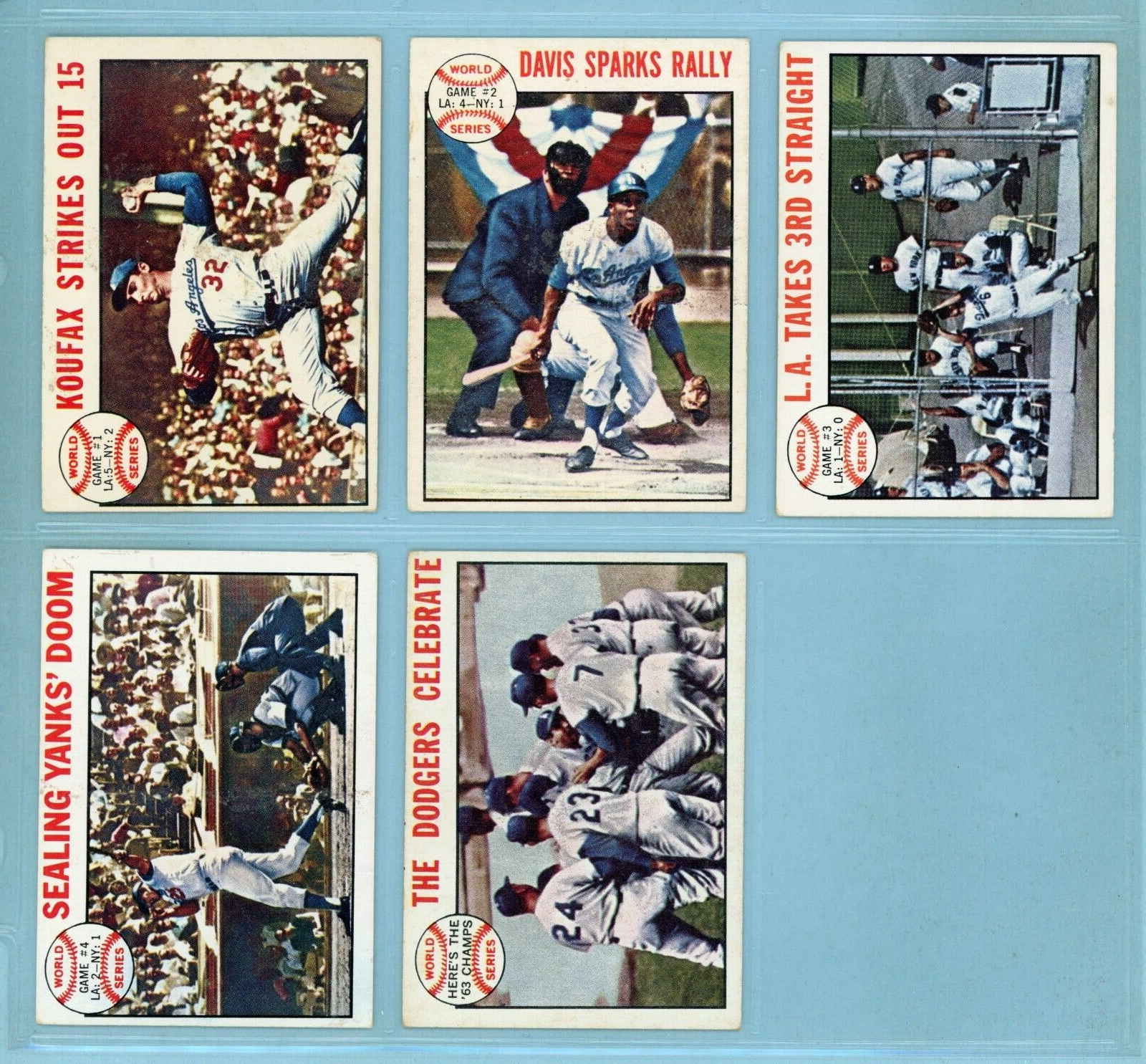 1964 Topps Set of 5 1963 World Series Special Baseball Cards EX