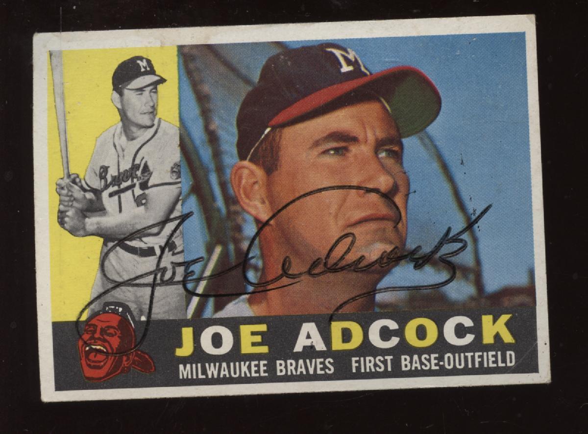 1960 Topps Baseball Card #3 Joe Adcock Autographed EX+