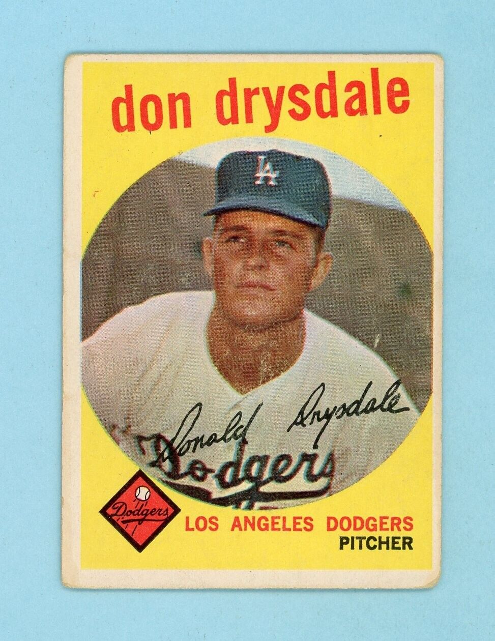 1959 Topps #387 Don Drysdale Los Angeles Dodgers Baseball Card Low Grade