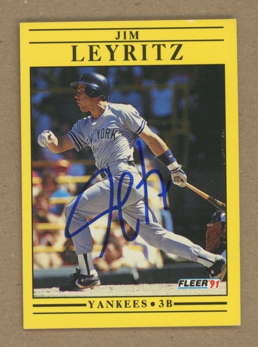 Jim Leyritz Signed 1991 Fleer Card #671 Auto with B&E Hologram