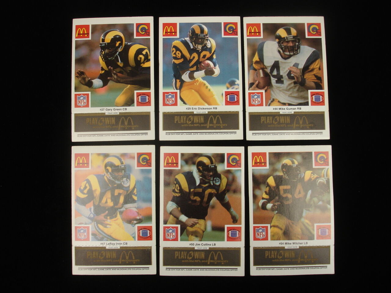 Set of 24 1986 McDonalds Los Angeles Rams Black Cards