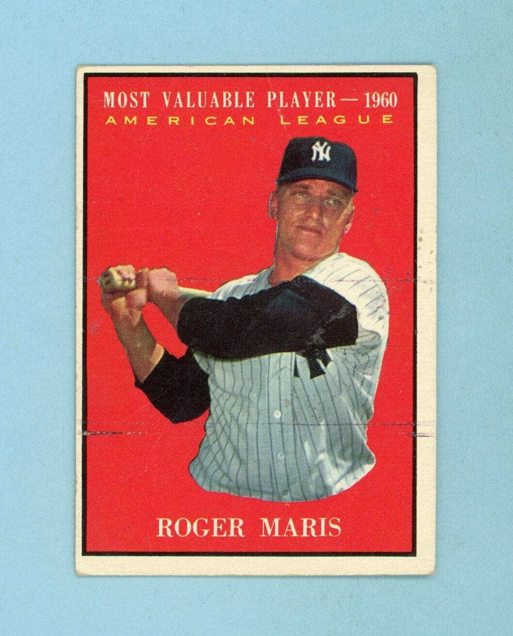 1961 Topps #478 Roger Maris MVP New York Yankees Baseball Card EX o/c pt ln lsat