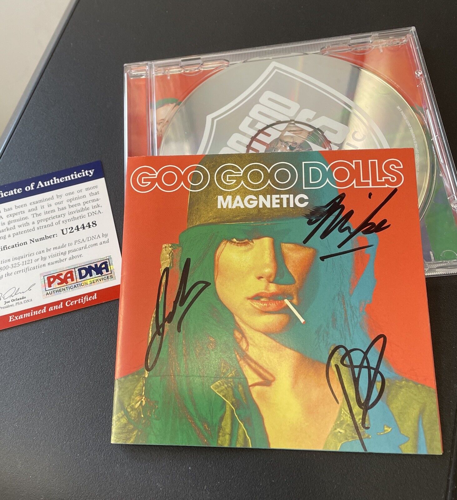 Goo Goo Dolls Signed "Magnetic" CD Cover by 3 with PSA Certification 