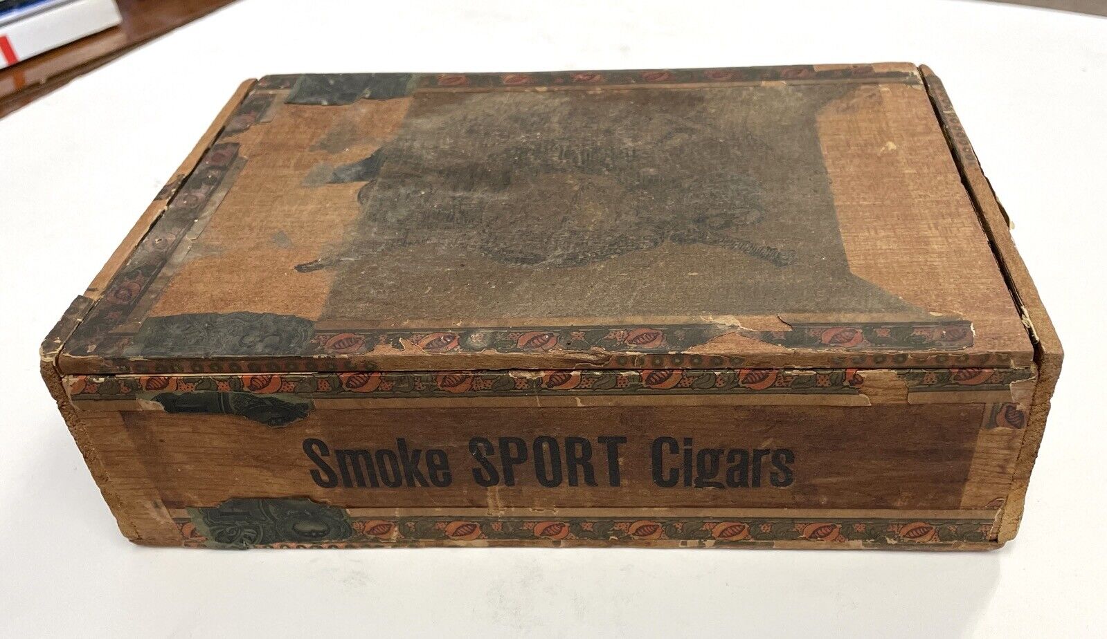 1890s "Sport Cigars" Wooden Box • approx. 8x6x2 • Intact & Empty