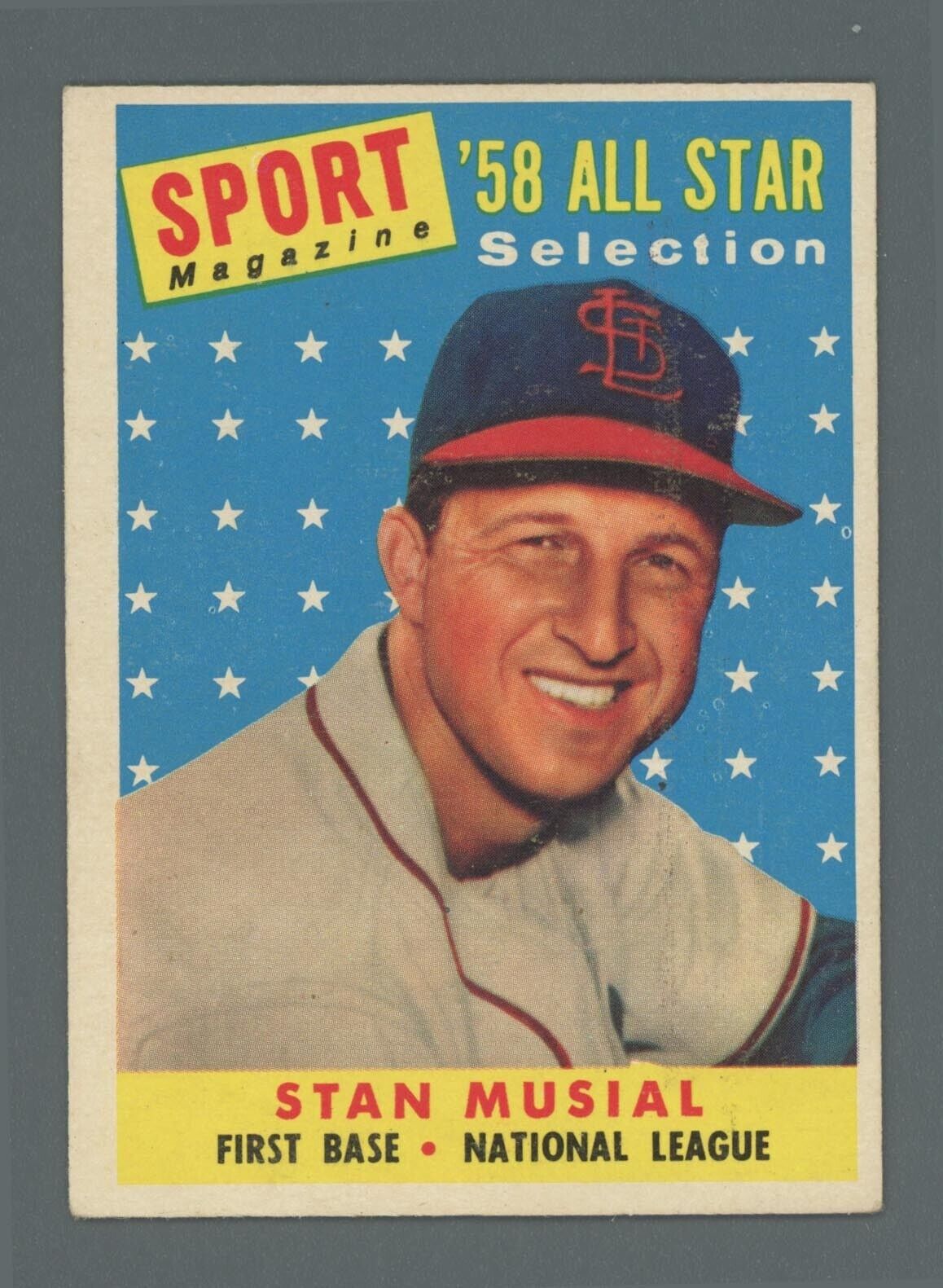 1958 Topps #476 Stan Musial All-Star St. Louis Cardinals Baseball Card EX-EX+