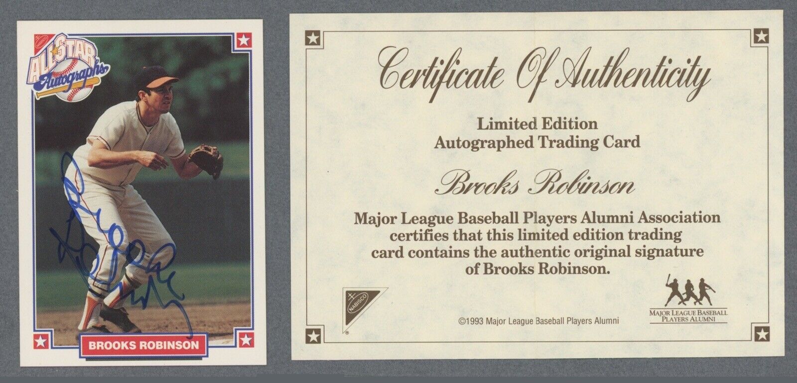 Brooks Robinson Signed 1993 Nabisco Card •• w/cert Auto w B&E Hologram