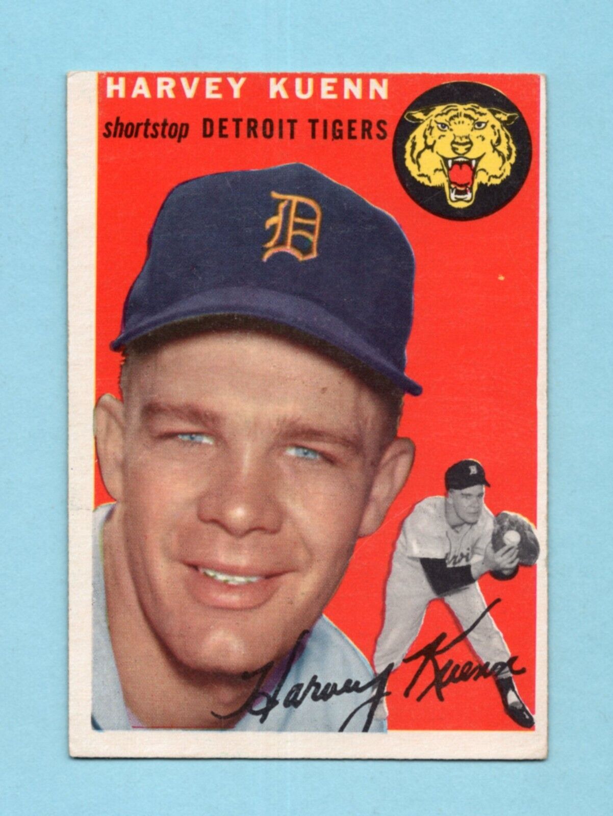 1954 Topps #25 Harvey Kuenn Detroit Tigers Rookie Baseball Card EX - EX+ o/c