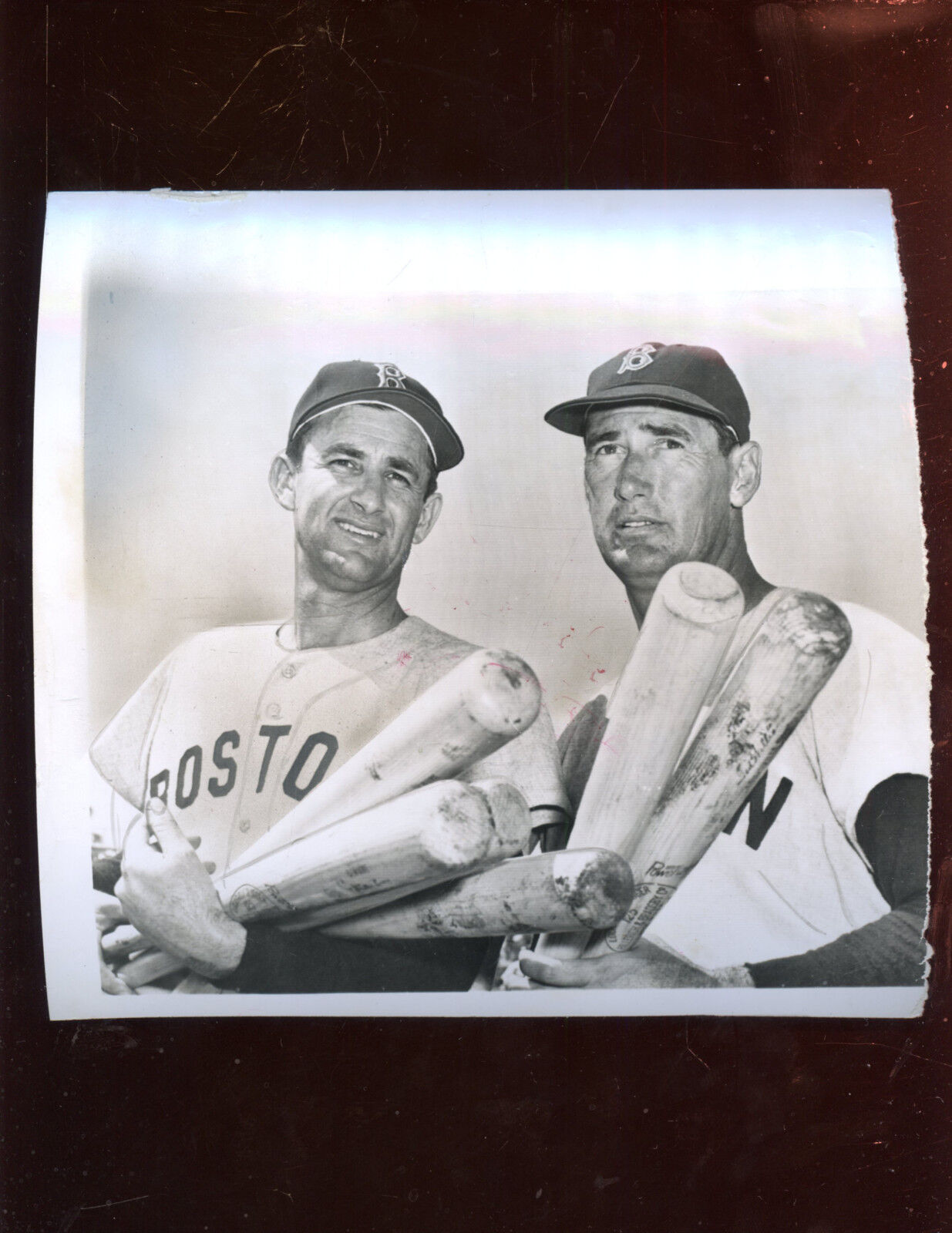 Original Ted Williams & Mickey Vernon Boston Red Sox Wire Photo