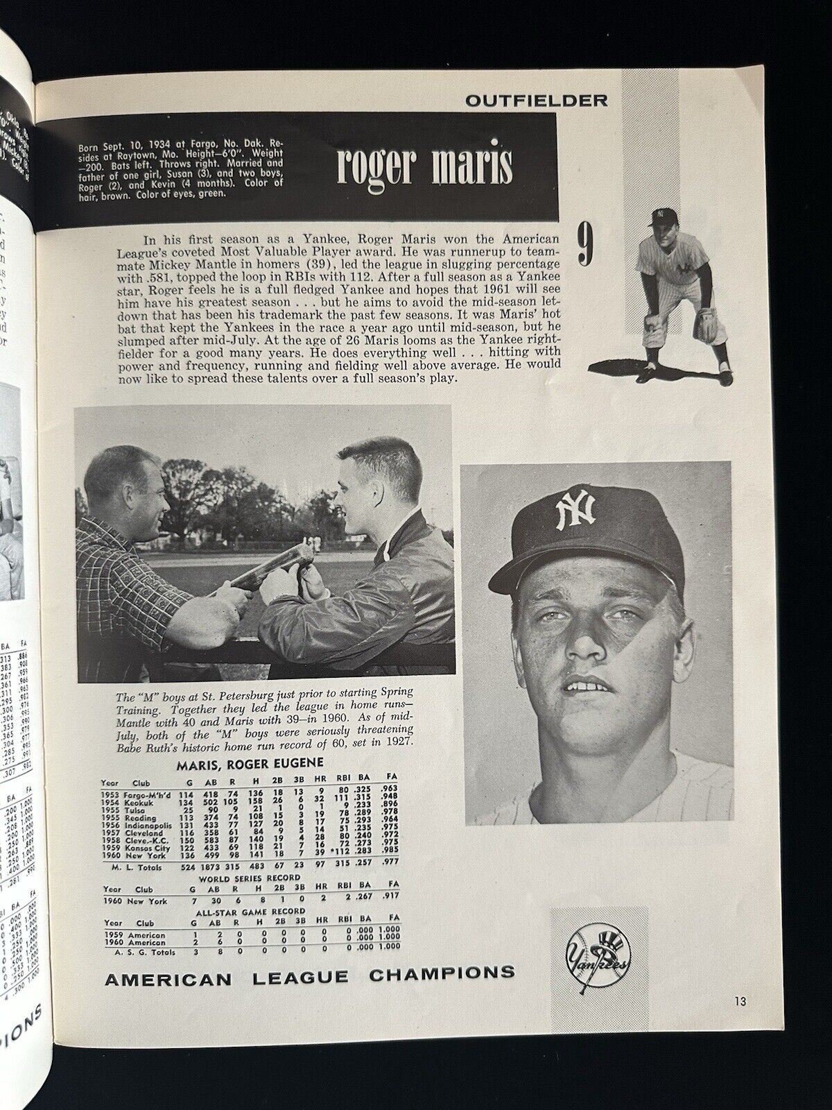 1961 New York Yankees Official Baseball Yearbook - Revised Edition VG-EX+