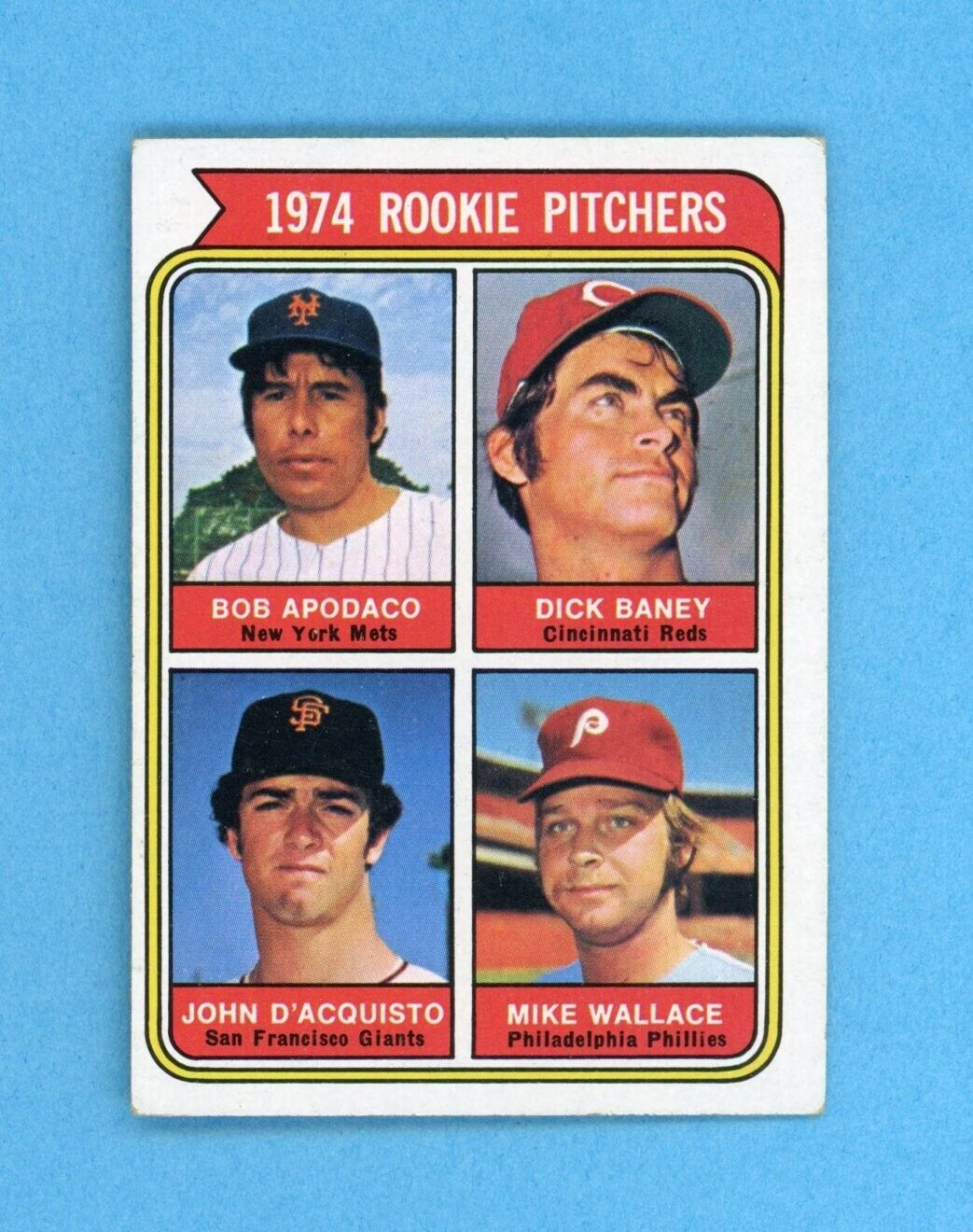 1974 Topps #608 Rookie Pitchers Apodaco Variation Baseball Card EX