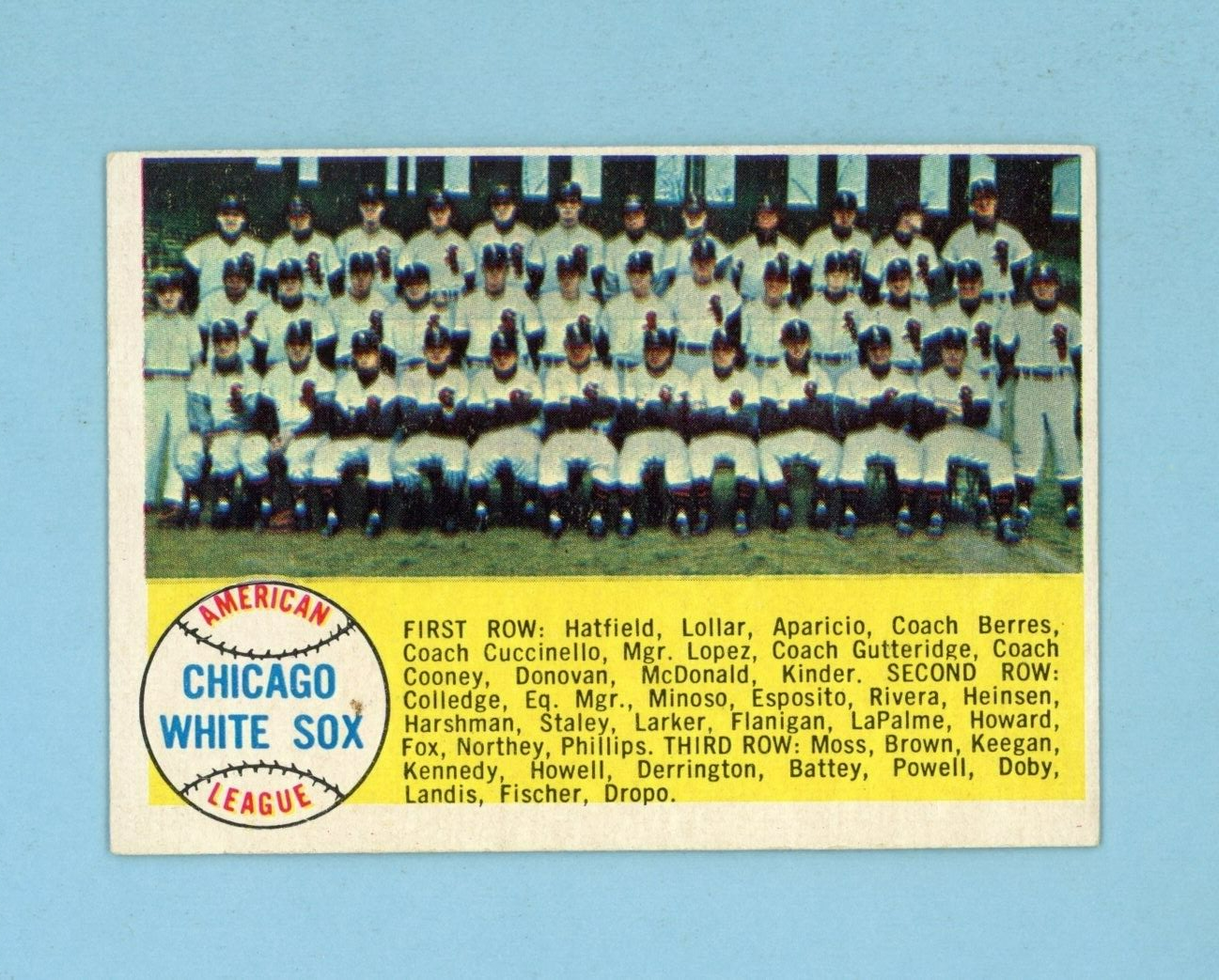 1958 Topps #256 Chicago White Sox Team Baseball Card Ex/Mt o/c Unchecked Back