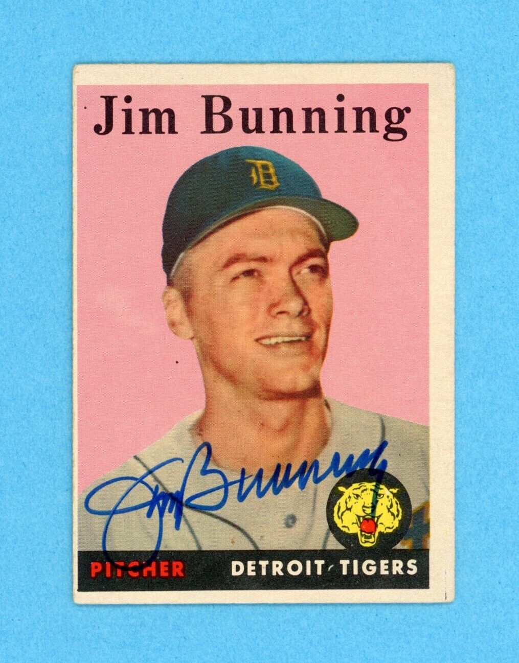 Jim Bunning Signed 1958 Topps Card #115 Auto w B&E Hologram